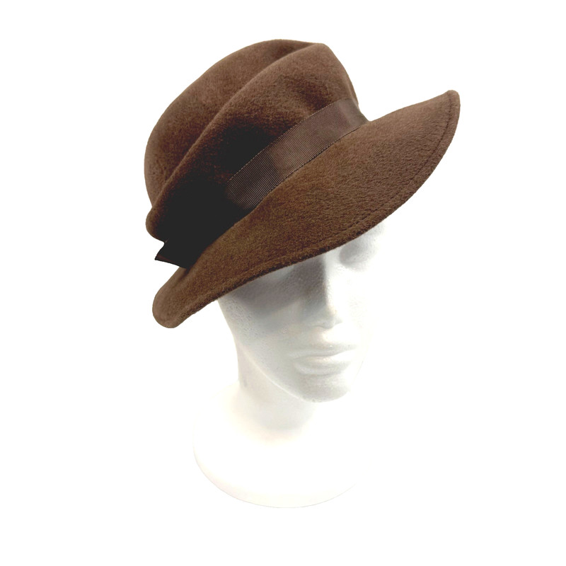Vintage Halston III Halston Womens Wool Felt Wide Brim Fedora Hat Brown