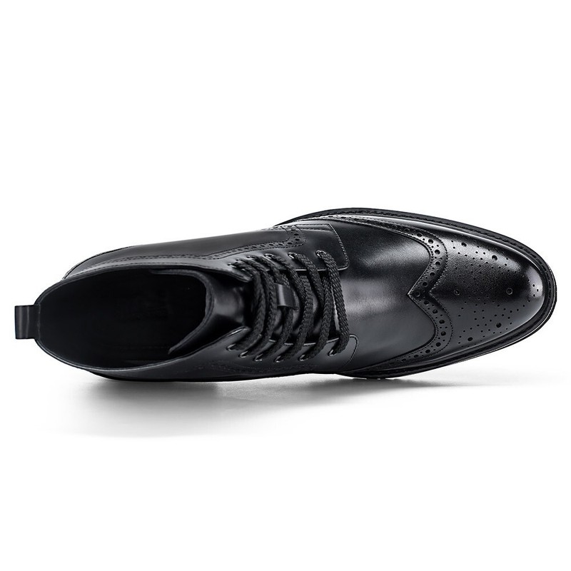 US10 Chamaripa 10cm/4" Men elevator shoes black LEATHER Height Increase Boots gallery