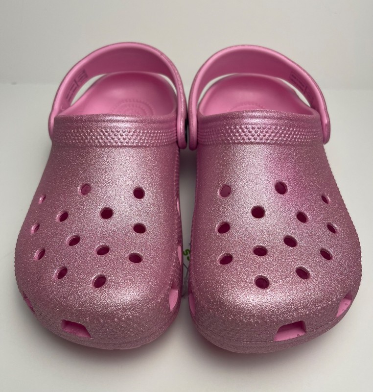 NWT Girls CROCS glitter light PINK clog shoe slip-on C12 C13 J1 J2 J3 J4 J5 $45 gallery