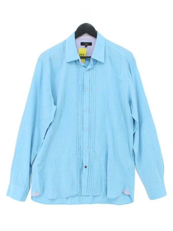 Ted Baker Men’s Shirt Collar: 16.5 in Blue 100% Cotton Basic
