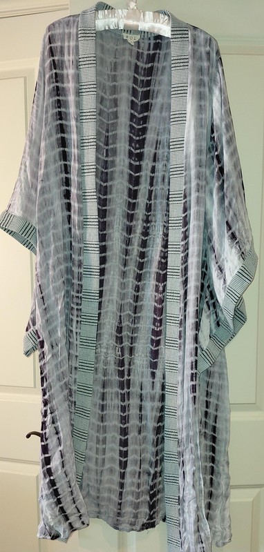 POL maxi kimono gypsy boho oversized gray/blue & white, small+++