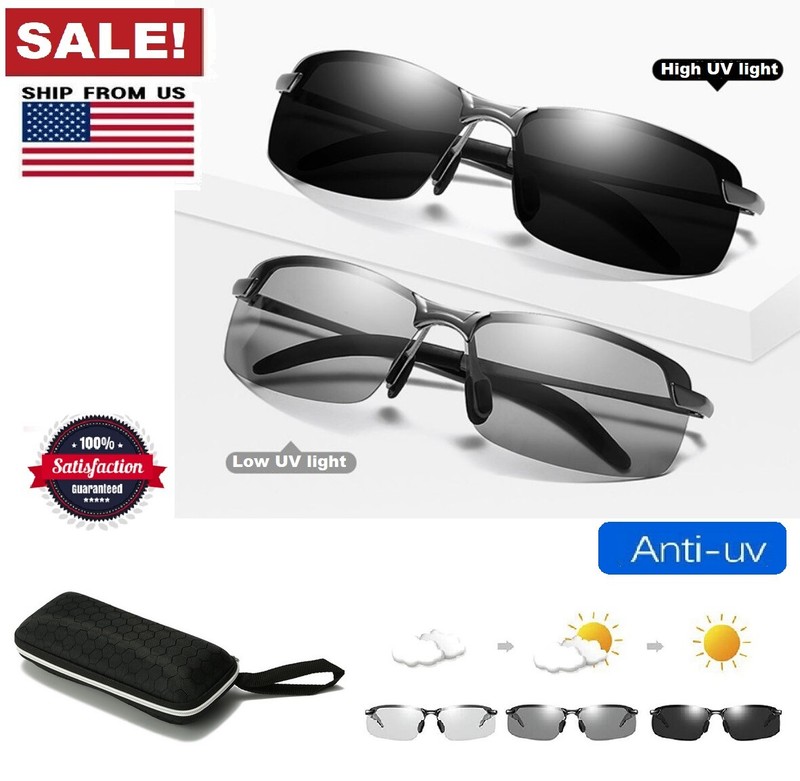 2× Polarized Photochromic Sunglasses Men Summer Driving Transition Lens Glasses