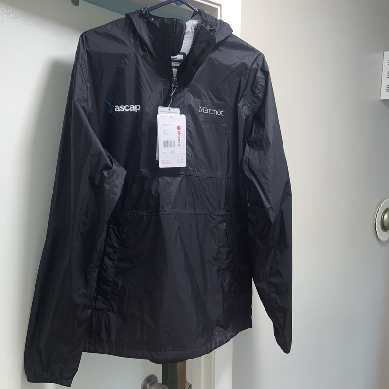 Marmot PreCip Eco Jacket Large Hooded Black Waterproof Rain Shell 41529 NWT