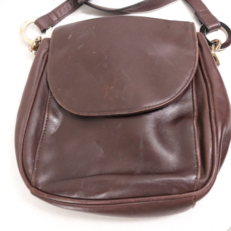 Vtg Leather Co Liz Claiborne Crossbody Handbag S Brown Purse Shoulder Bag Adj gallery