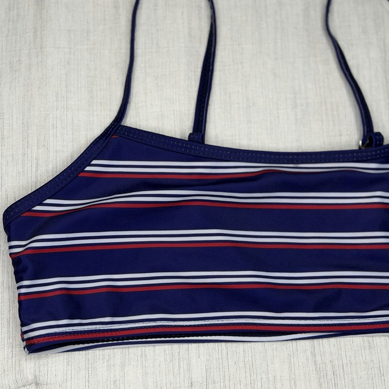 Patriotic Navy Blue Red and white stripes Bikini Top Size M Crop Top Summer USA gallery