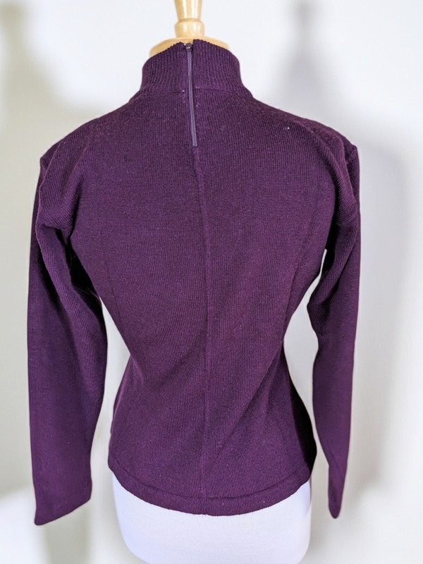 Vintage 70s Weathervane Plum Purple Wool Sweater Mock Neck Knit Pullover Size M gallery