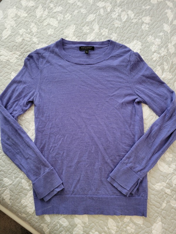 Banana Republic 100% Merino Wool Purple Crewneck Long Sleeve Sweater S