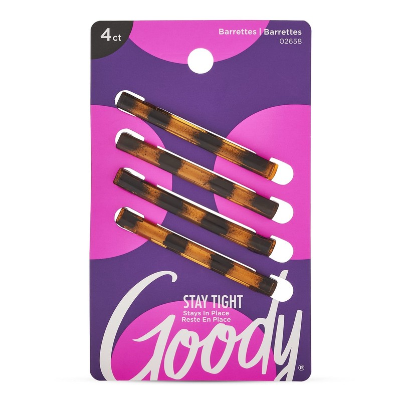 Goody Hair Barrettes Clips – 4 Count, Mock Tort – Slideproof and Lock-In Place