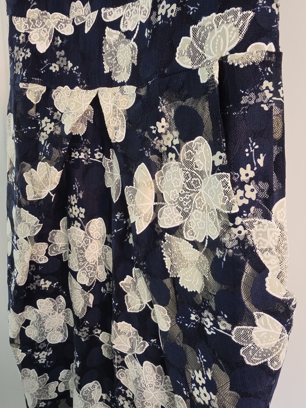 Mela Loves London Uk10 Navy White Floral Tie Back Sleeveless Dress With Pockets. gallery