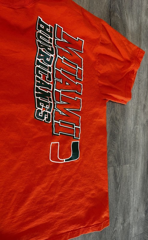 VNTG Y2K University of Miami Hurricanes - Orange Tee - Xtra Baggy *Pre-Owned* gallery