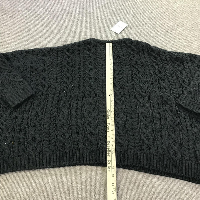 Meadows Sweater Womens One Size Black Mayflower Cable Crewneck Oversize Pullover gallery