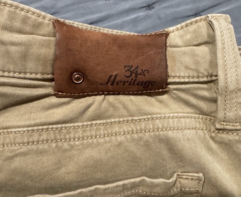34 Heritage Men’s Khaki Light Wash Denim Jeans Straight Leg Mid-Rise 36/34 gallery