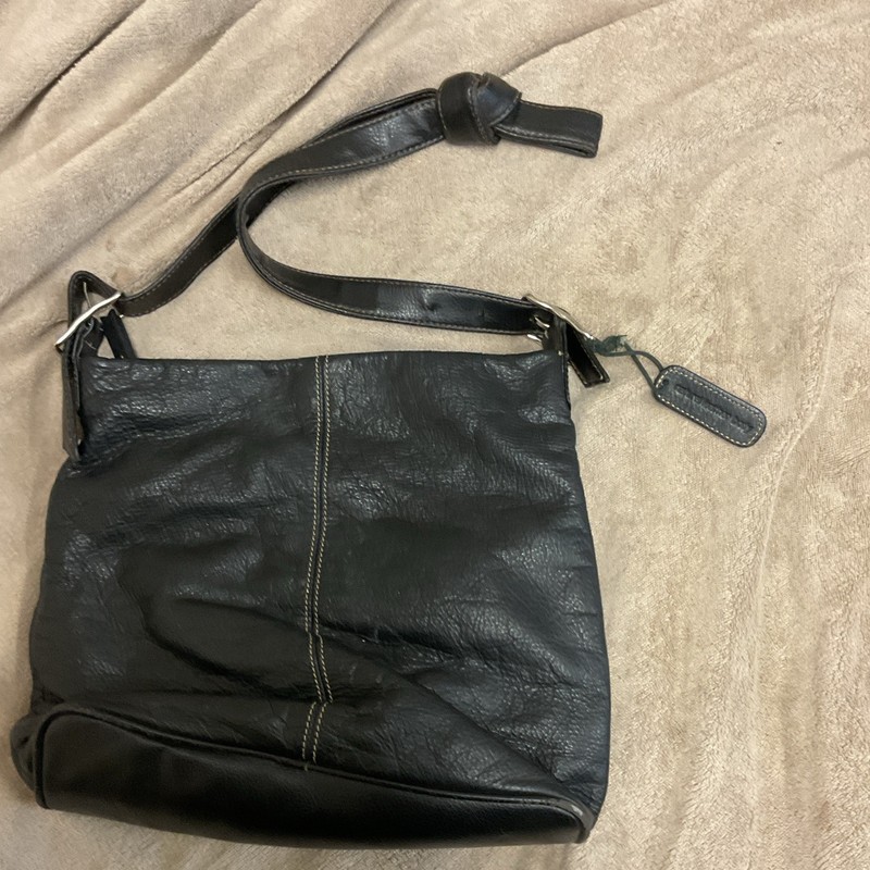 Liz Claiborne Black Pebbled Shoulder Bag Zip Closure Outer/Inner Pockets gallery