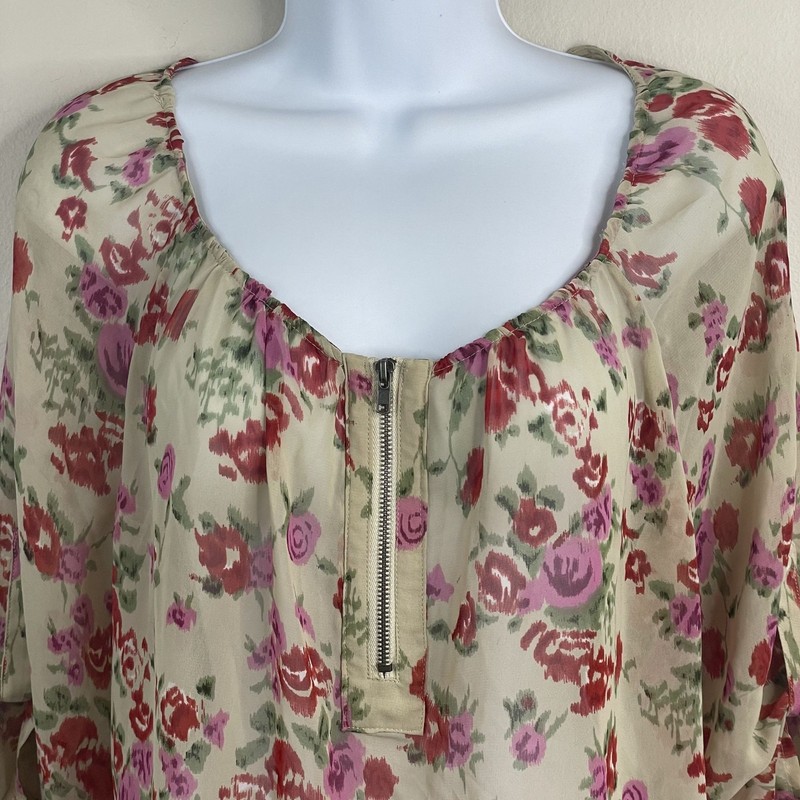 Vintage Pleione Top Womens Large Boho Romantic Floral Tunic Layering 3/4 Sleeve gallery