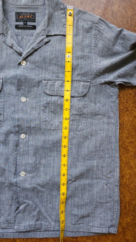 LNWOT BEAMS Plus Made in Japan Cotton Flax Chambray S/S Camp Collar Shirt Gray S gallery