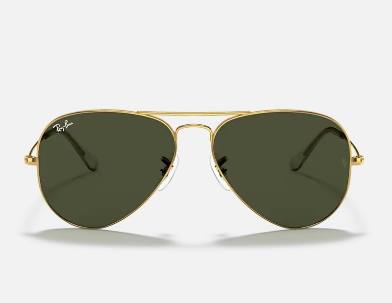 Ray-Ban RB3025 Gold Aviator Classic Green G-15 Lenses Unisex Sunglasses