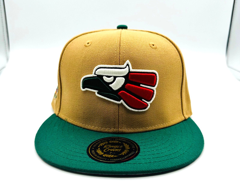 Mexico Country Pride Eagle Logo Fitted Cap Khaki Green Rings & Crowns 7 1/8