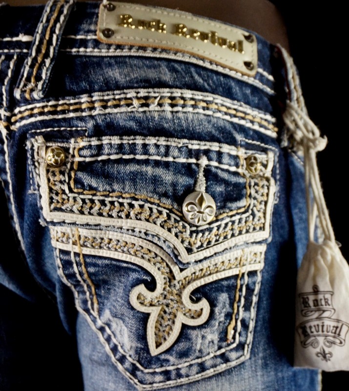 $180 Buckle Rock Revival Jeans «Kai» Leather Inserts Pockets Skinny 30 X 31