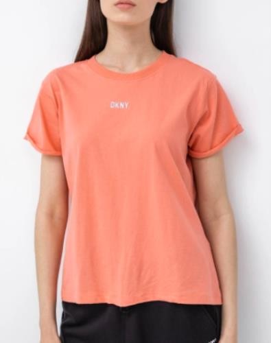 DKNY Sport Womens Atomic Pink Cotton Metallic Logo T-Shirt XS NEW $30 DP1T8521