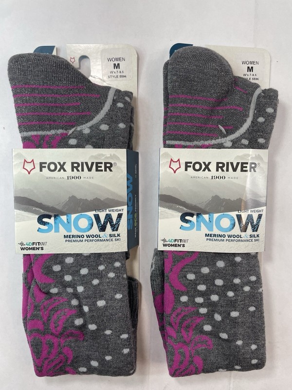 Fox River Socks 2-PACK Lightweight SNOW Thermolite Wick Dry Wool Sz Medium NWT
