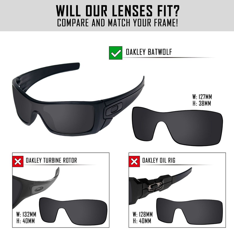Anti Scratch Polarized Replacement Lenses for-Oakley Batwolf OO9101 Options gallery