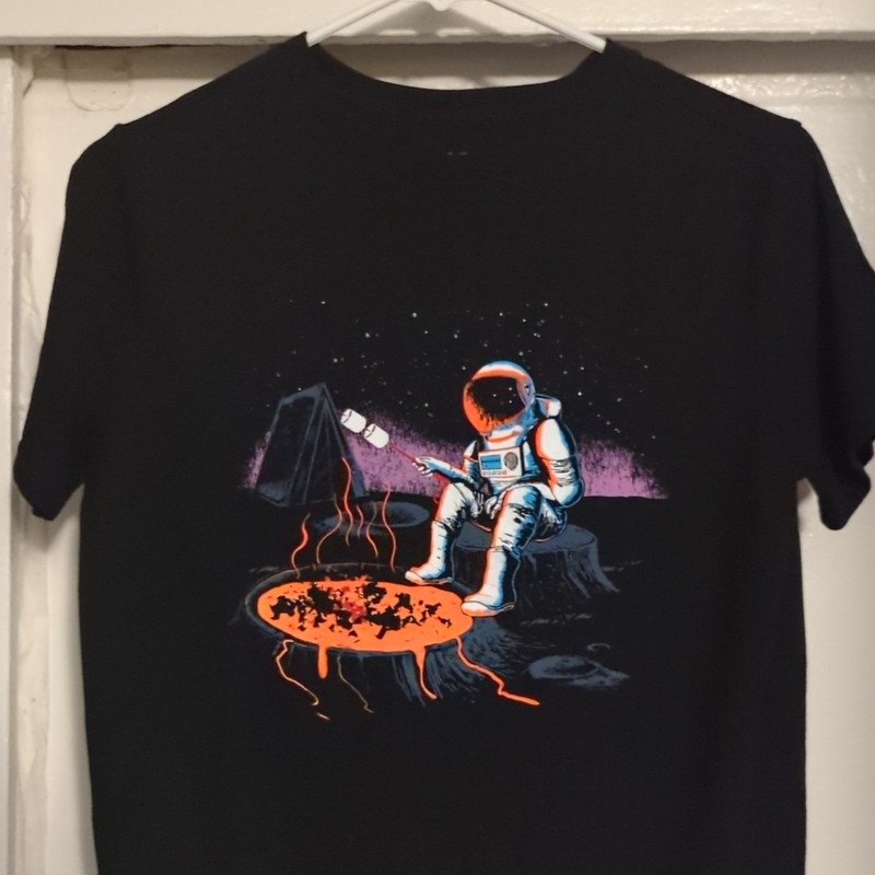 Cat & Jack Boys XL (14) Black Astronaut Space Camping Graphic T-Shirt SS Crew gallery