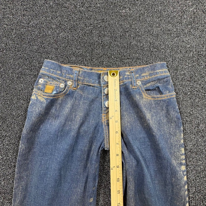 Vintage Bongo Let Me B. Flocked Flare Jeans Womens 1 Button Fly No Back Pockets gallery