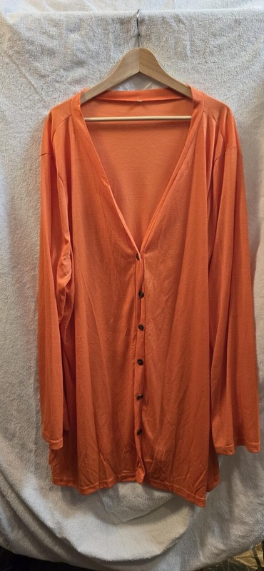Orange Long Sleeve Button Front Cardigan Top Plus 8X