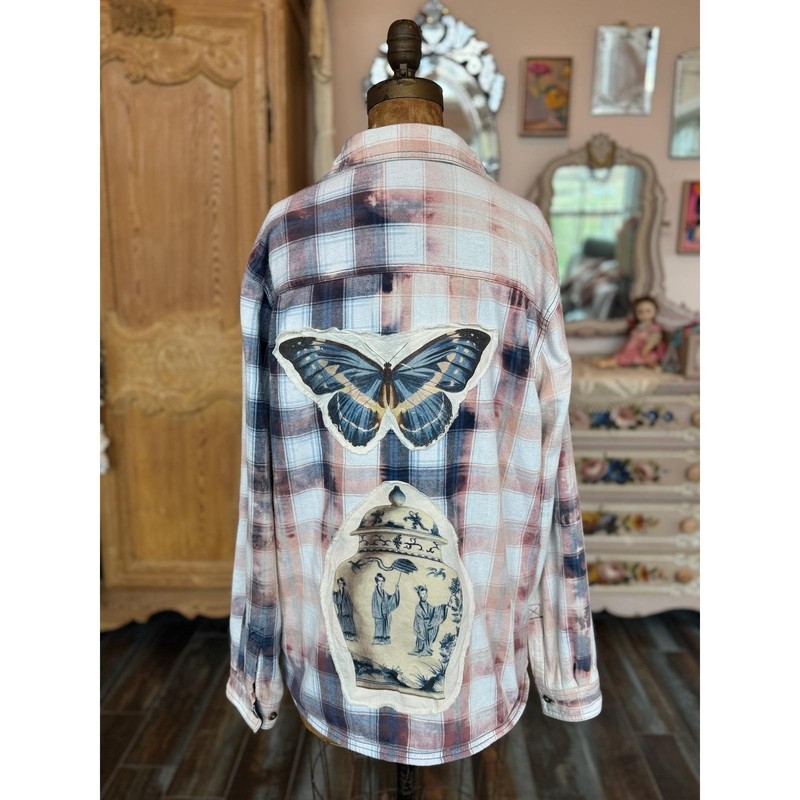 Upcycled Fleece-lined Flannel Butterfly Vintage Patchwork gallery