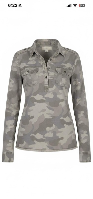 Hollister Camo Half Button Long Sleeve Shirt Juniors Size Small