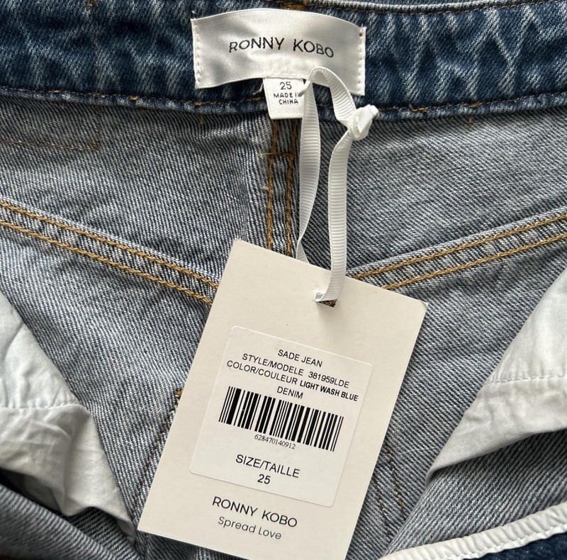 NWT Ronny Kobo Sade Women’s Straight Leg Jeans Light Wash Blue Denim 100% Cotton gallery