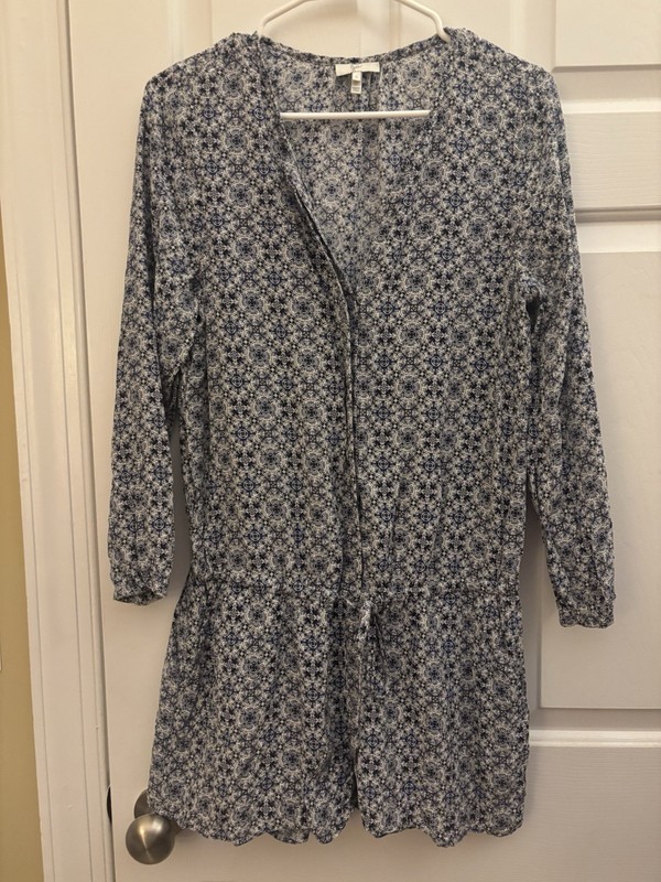 Joie 100% Silk Rialto Romper V Neck Drawstring Pockets Buttons Size Small