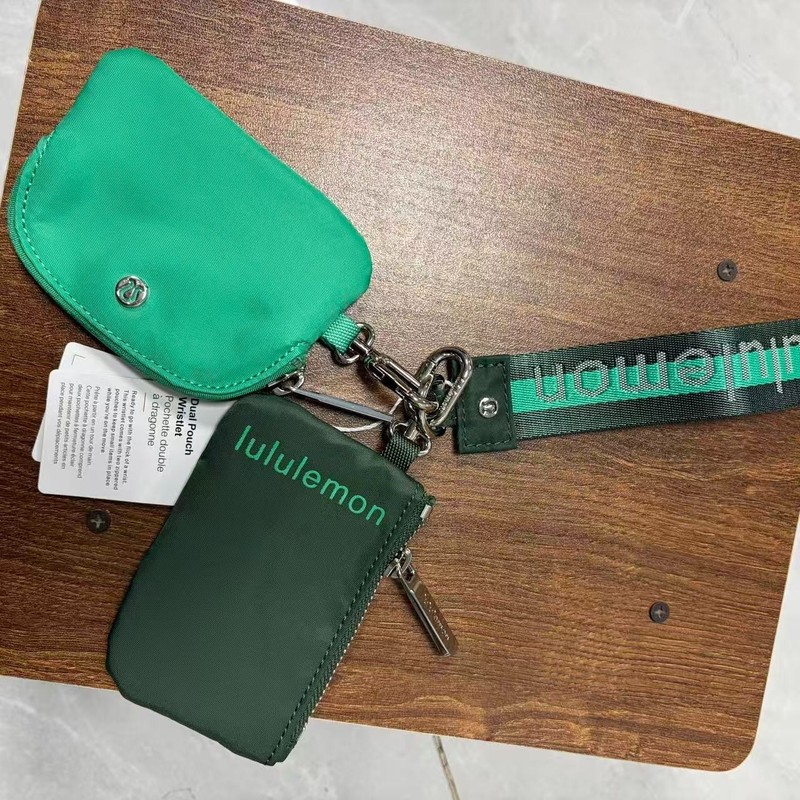 Lululemon Dual Pouch Wristlet Wallet Keychain Wordmark NWT