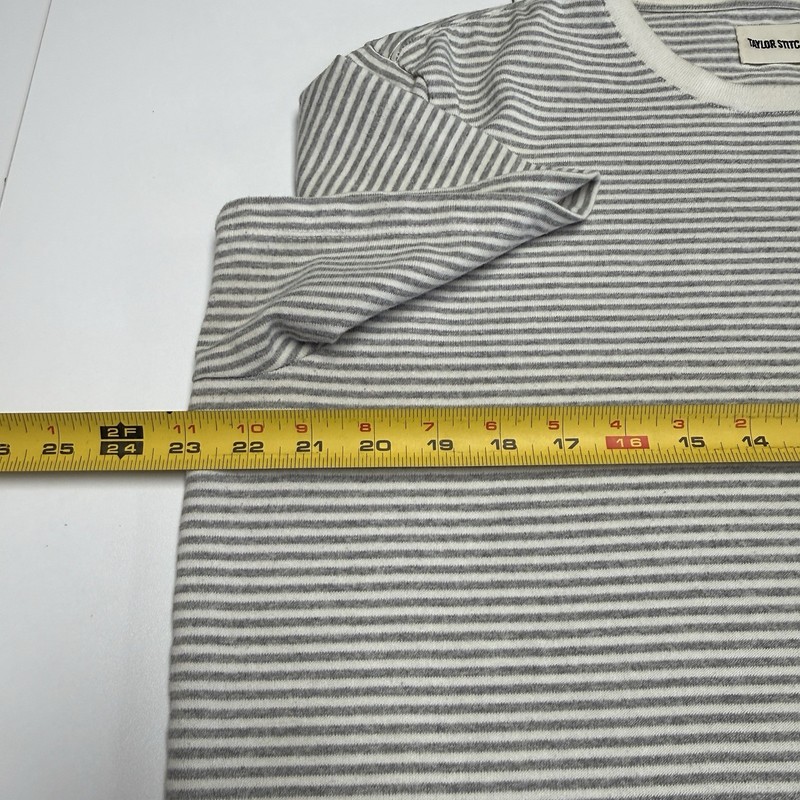 Taylor Stitch Heavy Bag T Shirt Mens 44 XL Gray White Striped Short Sleeve Tee gallery