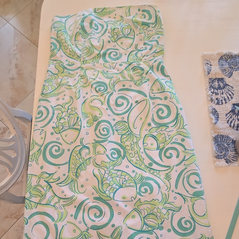 Lilly Pulitzer Women’s Size 8 Midi A-Line Skirt Fish Print Smocked Elastic Waist