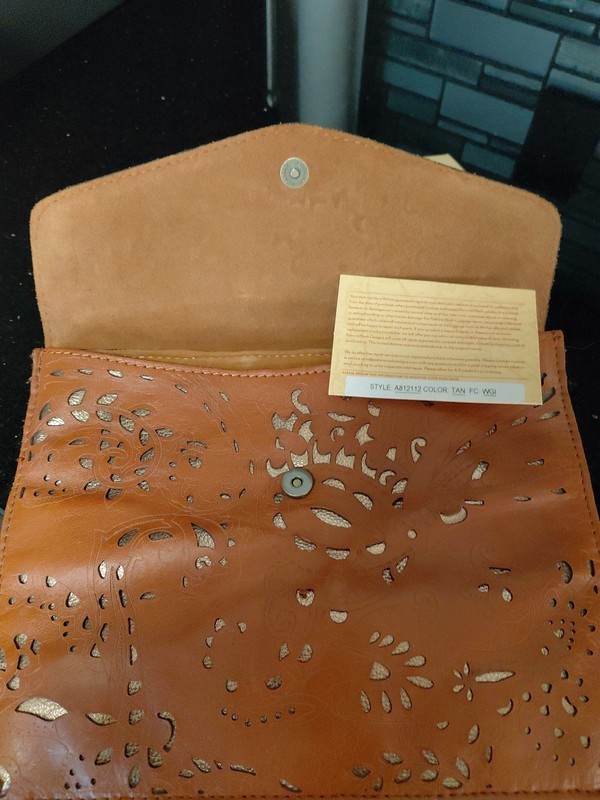 Patricia Nash Brown Leather IPAD Case Clutch Purse Bag Flap Snap gallery