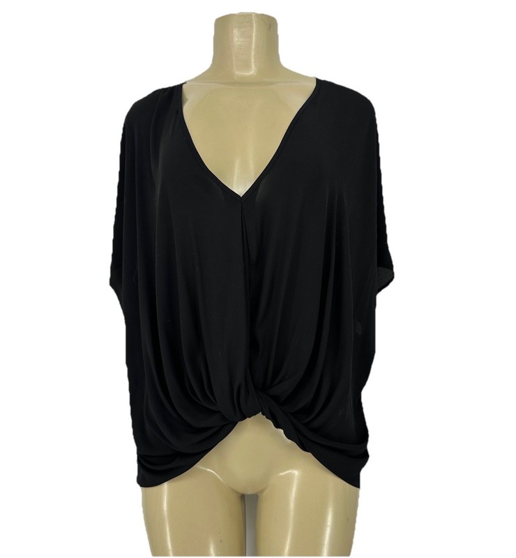 NEW Lush Large Women Semi Sheer Blouse Top Twisted Front Asymmetrical 31-22