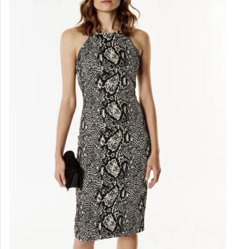 Karen Millen The Atelier Collection snake skin print pencil dress size 8
