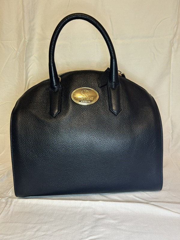 Roberto Cavali Black Leather Dome Satchel