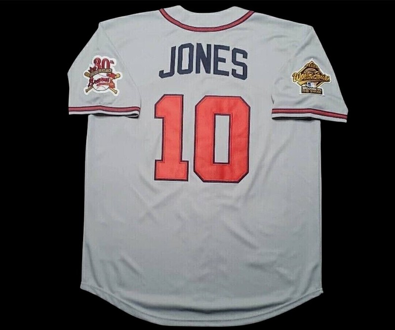 Chipper Jones Atlanta Braves 1995 Men’s Road Gra Baseball Jersey (M-3XL)