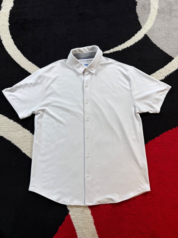 Twillory Shirt Mens Large White Button Up Short Sleeve Athleisure Lounge Casual