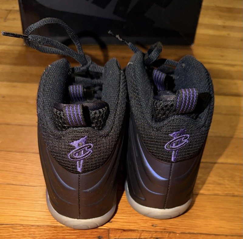 Nike Little Foamposite One Eggplant Purple Sneakers, Size 3Y FJ1256-001 gallery