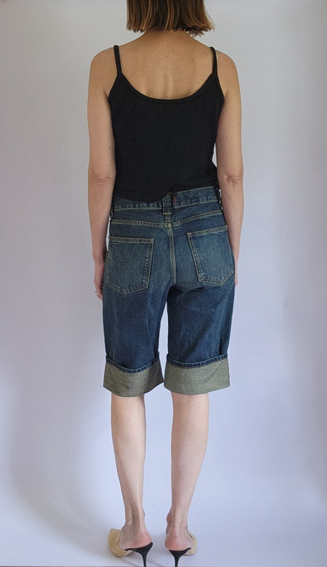 Zara knee-length denim shorts w/ turn-up hems, EU36 US4, dark wash, excellent gallery