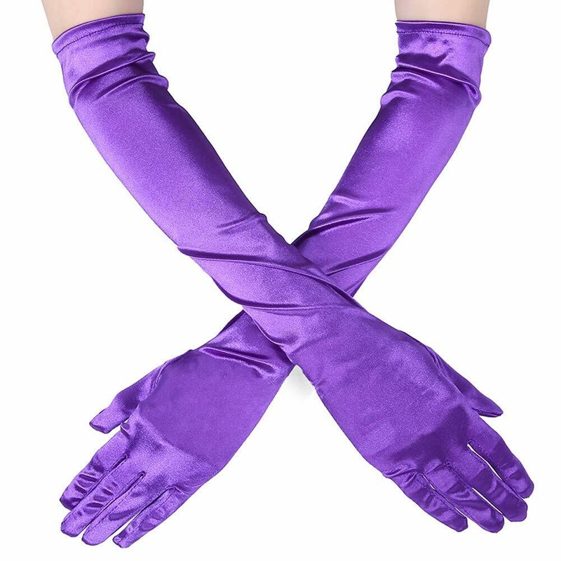 Stretchy Long Opera Gloves Party Satin Gloves Adult Size Elbow Length Wedding US gallery