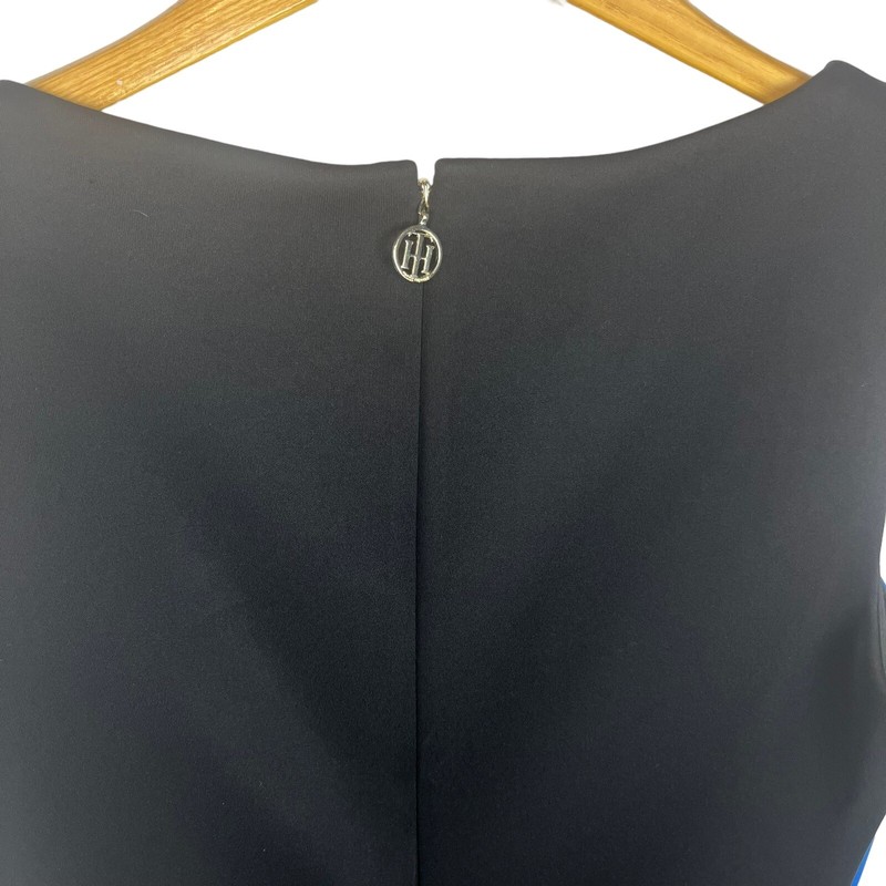 Tommy Hilfiger Women's Hidden Back Zipper Colorblock Dress Blue Black White Sz 6 gallery