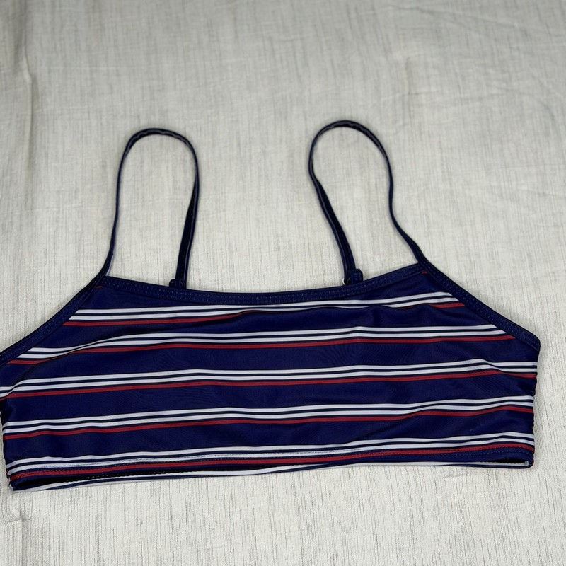 Patriotic Navy Blue Red and white stripes Bikini Top Size M Crop Top Summer USA