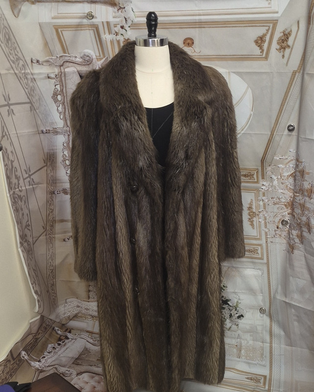 Men’s Brown Fur Coat Size 42×52 Style J-629 Vintage Basic Regular