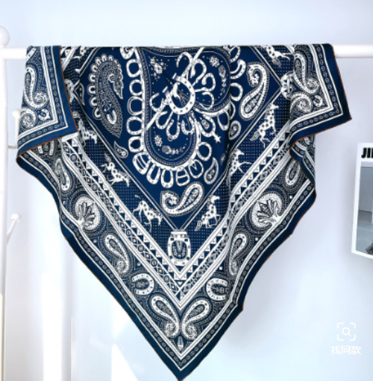 70% Cashmere 30% Silk Cashew lace Print Neckerchief 53» Wrap Bandana Scarf new