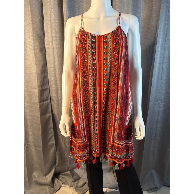 Boho Tribal Print T Back Dress Sz S