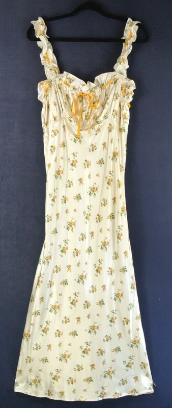 NEW, REFORMATION Erdem Ruffled Silk-charmeuse Midi Dress Sz L #RF214